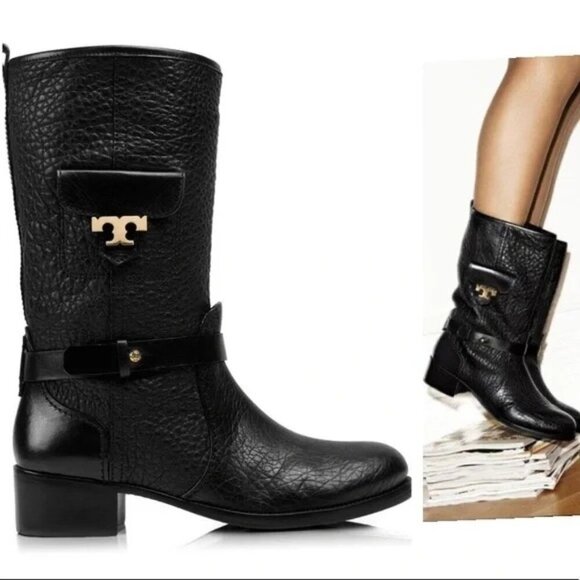 Tory Burch LEONA Leather Riding Boots Size 6M - Picture 1 of 10